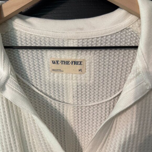 Free People Oversized White Henley Style Long Sleeve Medium - Picture 3 of 4